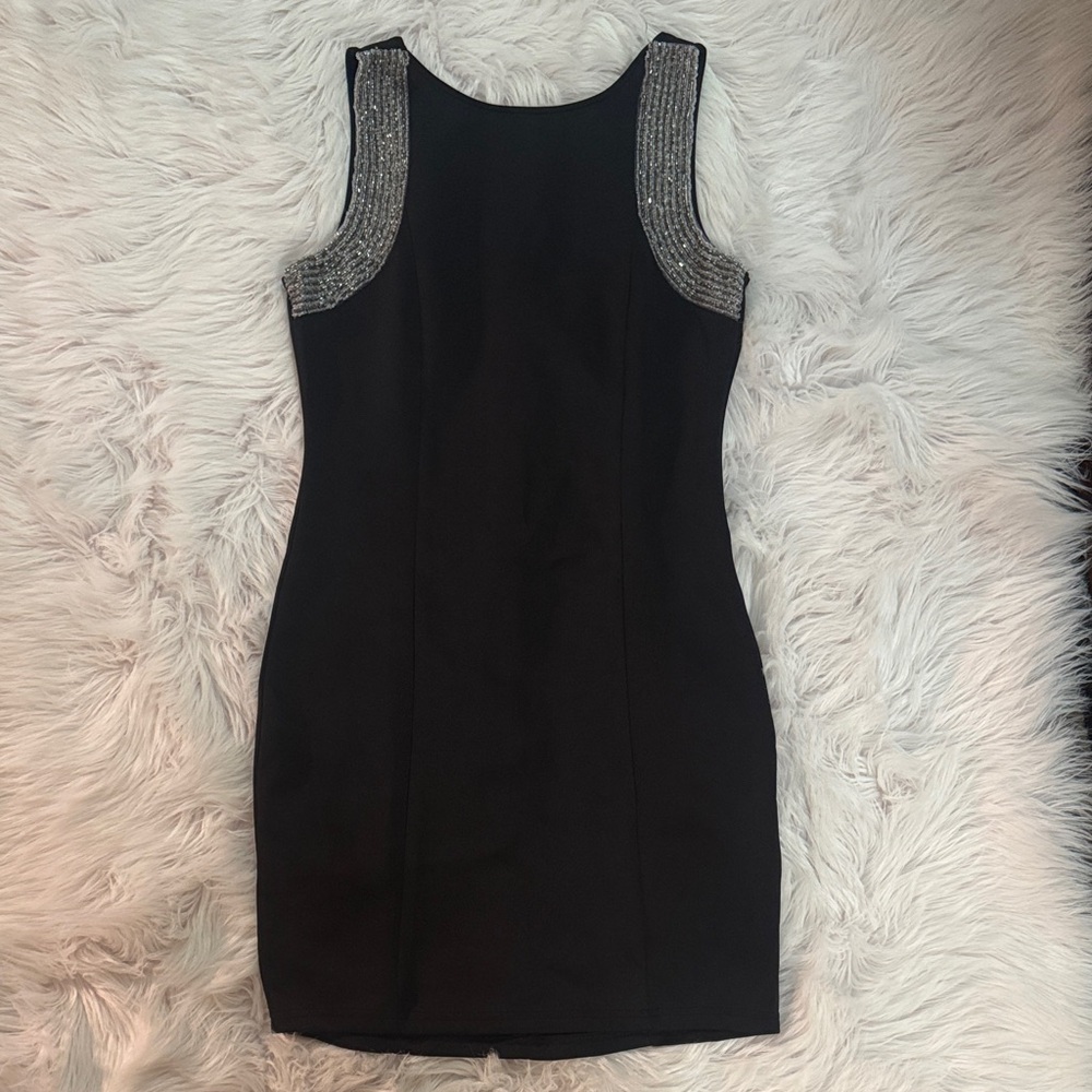 Elegant Black Dress with Silver Accents